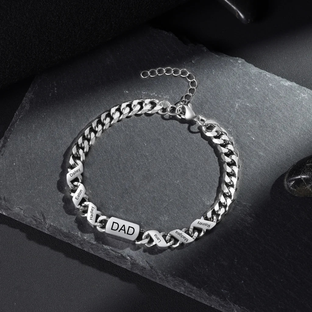 Gegraveerde Armband Heren – Roestvrij Staal met 1 tot 6 Namen of Datums