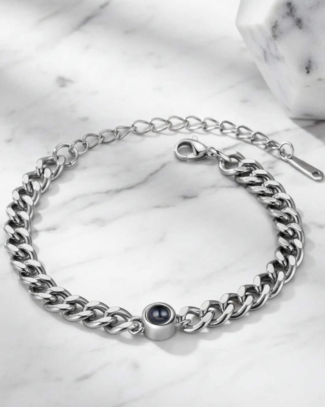 Herenarmband met Foto Erin – Titaniumstalen Schakels in Zilver, Goud of Zwart