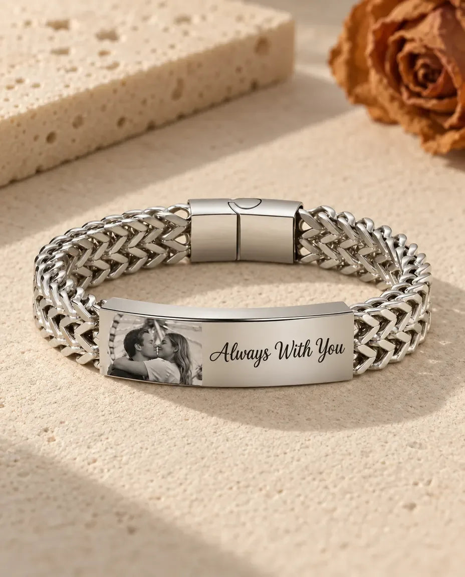 Herenarmband met Foto - vooraanzicht in zilver