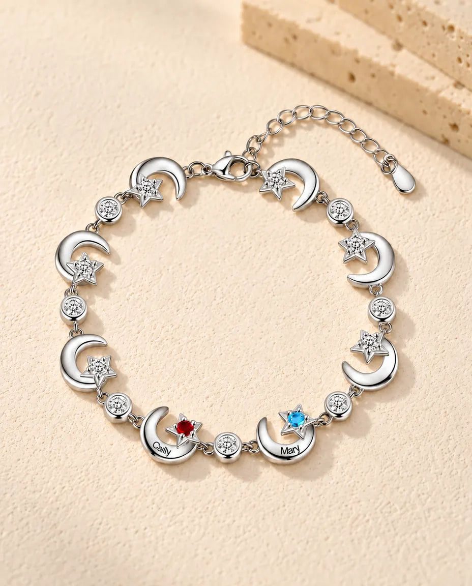 Gepersonaliseerde Armband met Maan en Ster - vooraanzicht