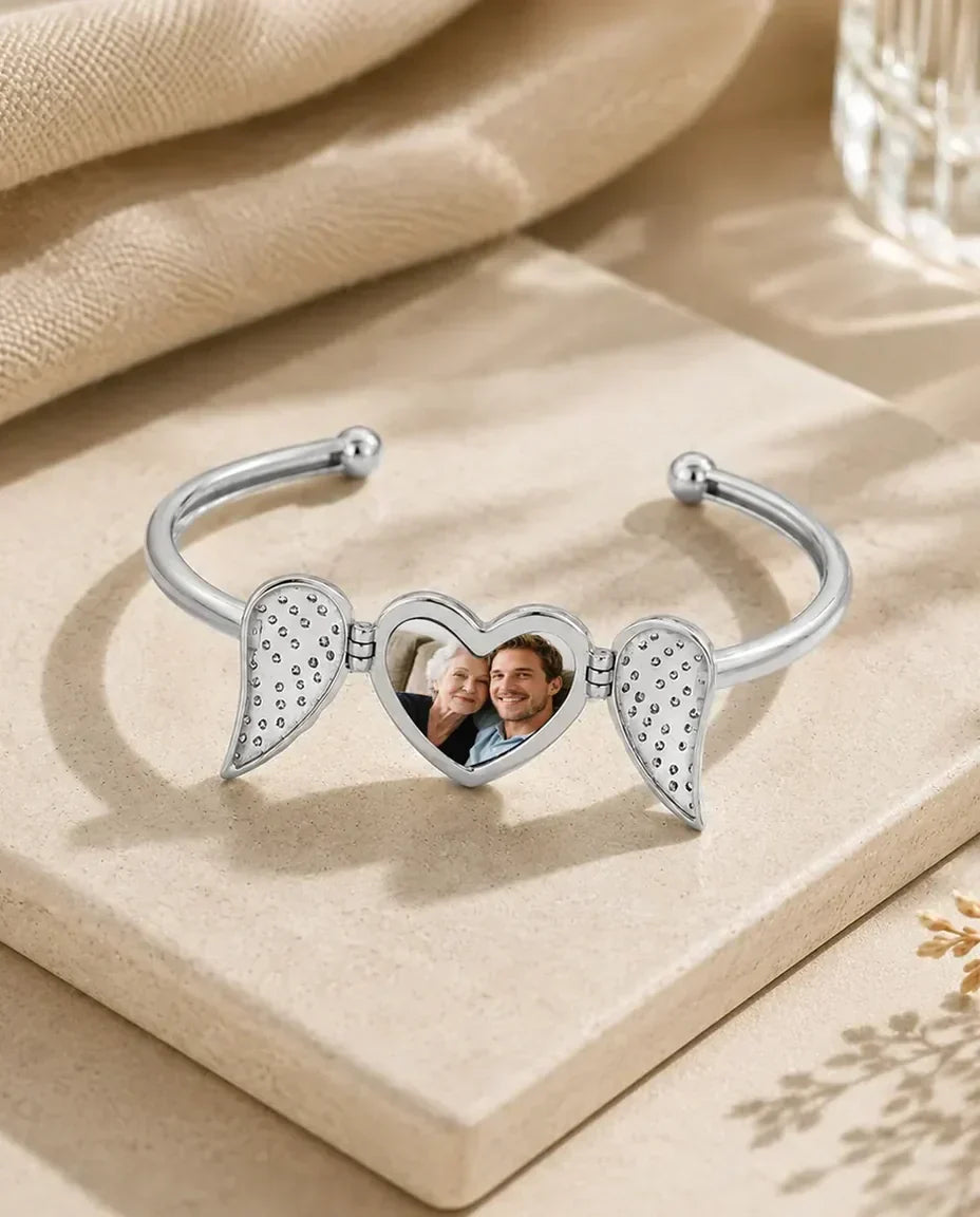 Armband met Foto – Bangle met Openklapbaar Hart en Engelenvleugels