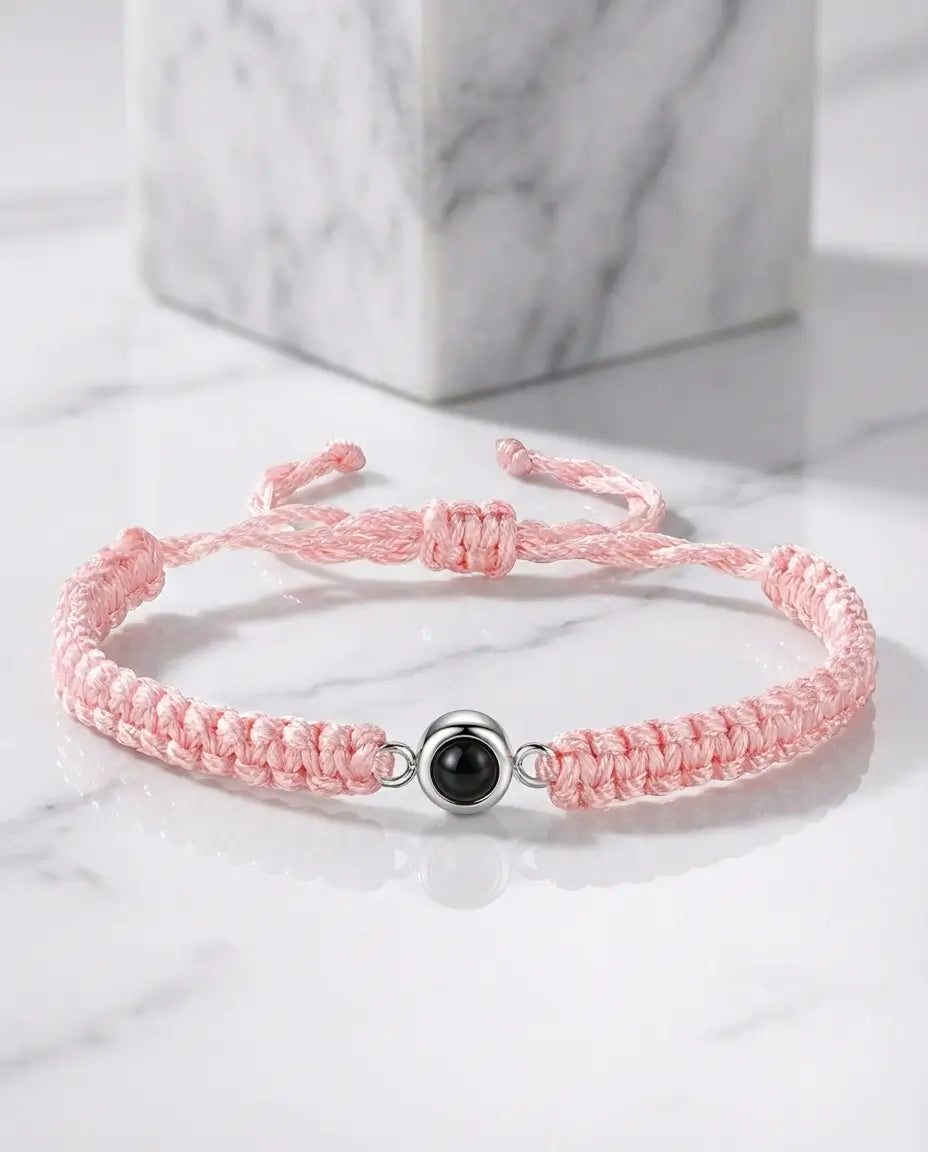 Armband met Foto Erin – Gevlochten Koord met Fotokraal, Verstelbaar in 4 Kleuren