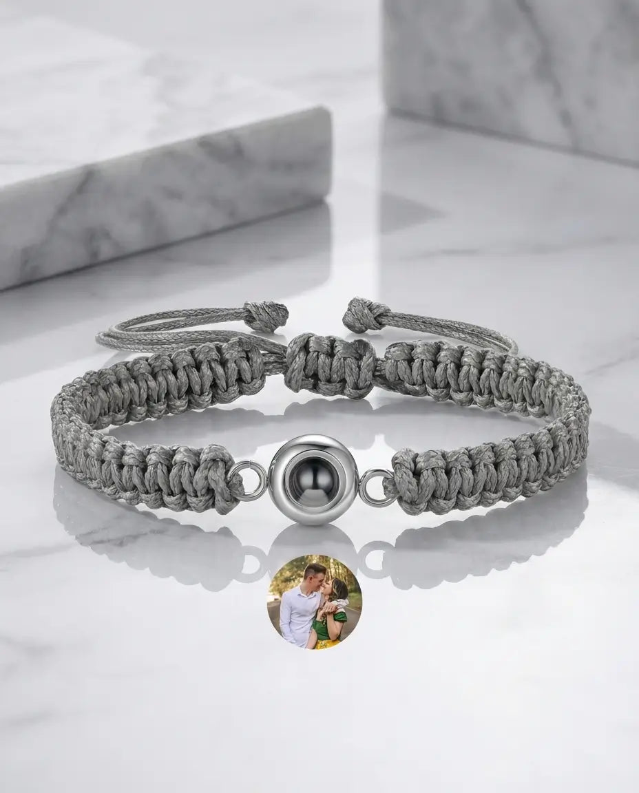 Armband met Foto Erin – Gevlochten Koord met Titaniumstalen Kraal, Unisex