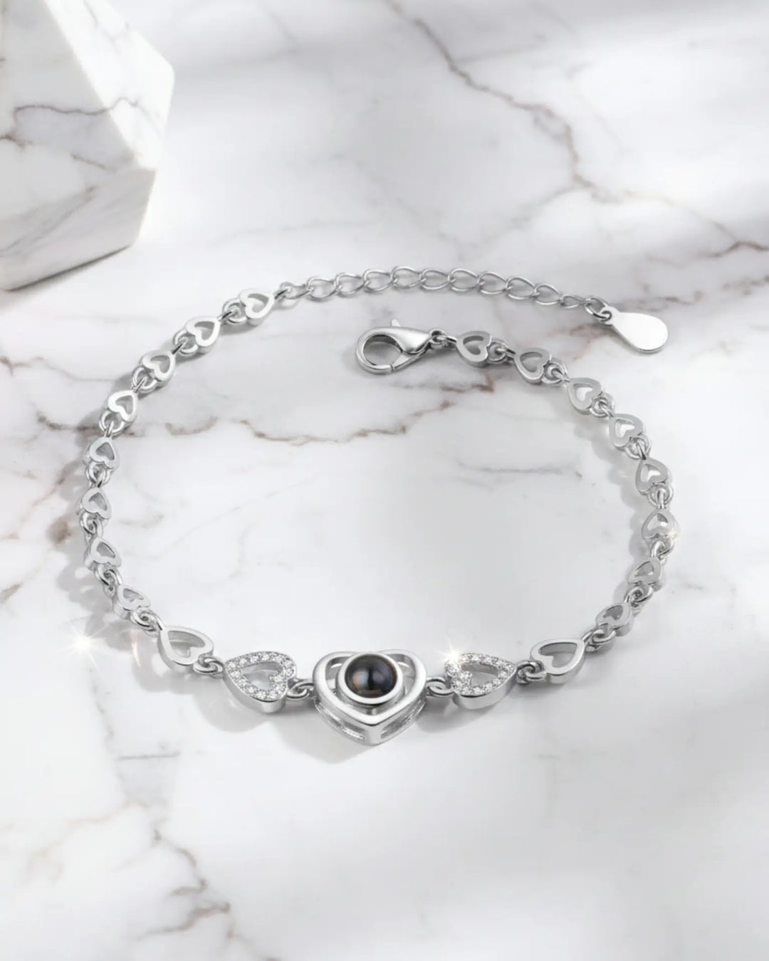 Armband met Foto Erin – Hartjesschakels in 925 Sterling Zilver of Koper, Zilver, Goud of Roségoud