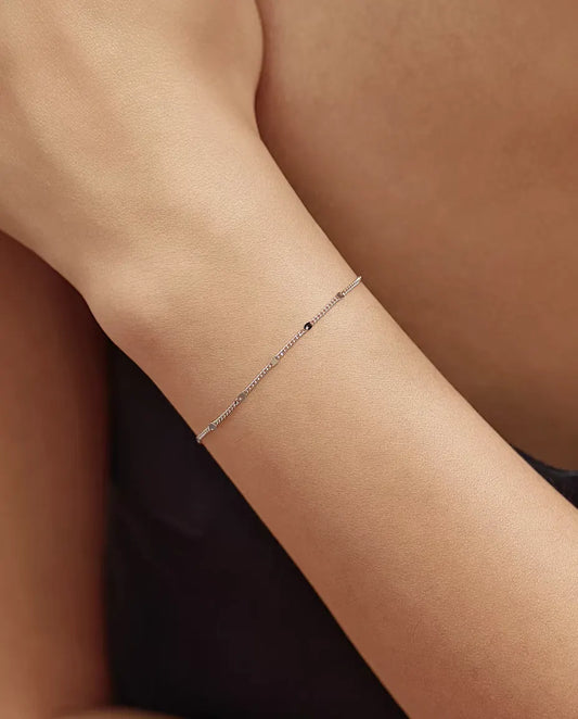 Armband met Pailletten in 925 Sterling Zilver - gedragen om de pols