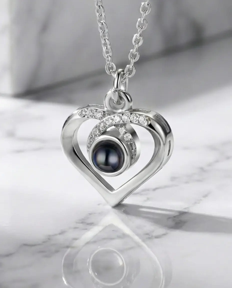 Ketting met Foto Erin – Hart met Infinity Symbool, Zilverkleurig of Roségoud