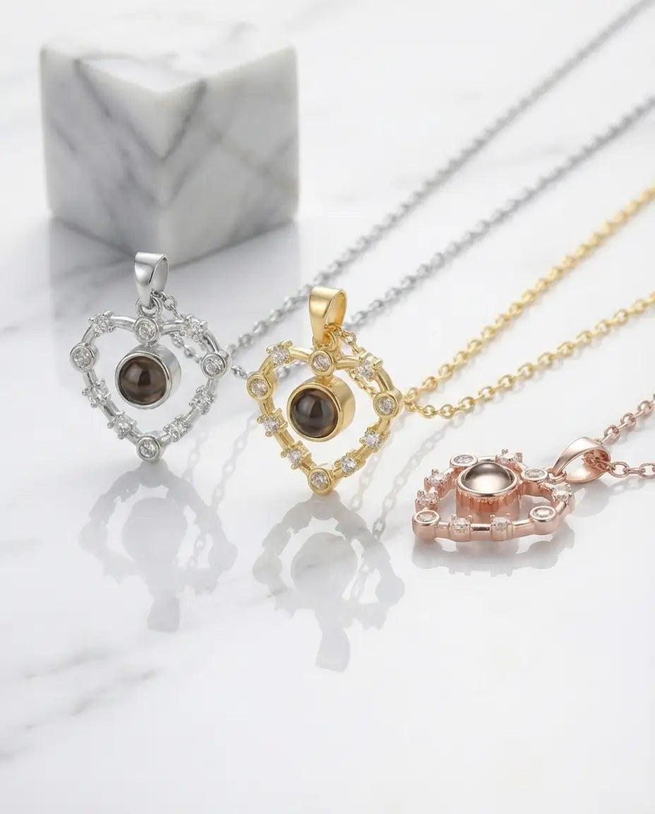 Ketting met Foto Erin – Goudverguld Hart in Drie Kleuren