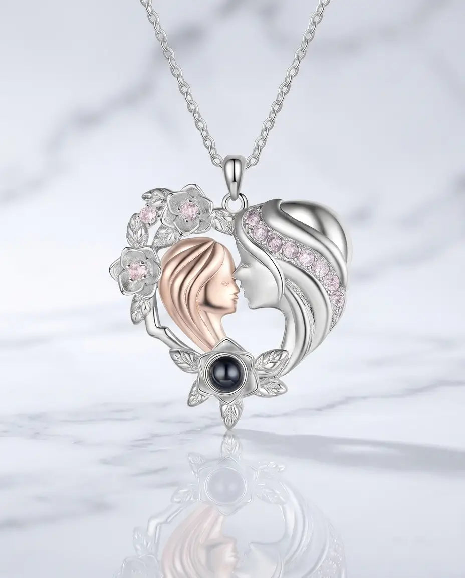 Ketting met Foto Erin – Hart voor Moeder en Dochter, Cadeau voor Mama