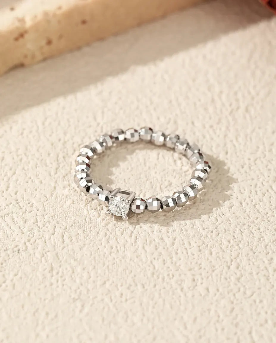 Moissanite Ring in Peervorm – Verstelbare Bolletjesband in 925 Sterling Zilver