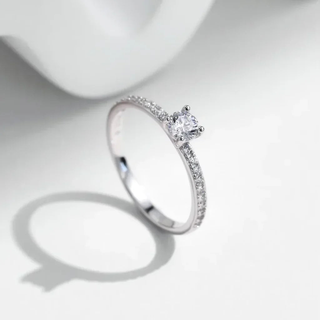 Moissanite Ring – Vierkant Geslepen 0,30 Karaat in 925 Sterling Zilver, Verlovingsring