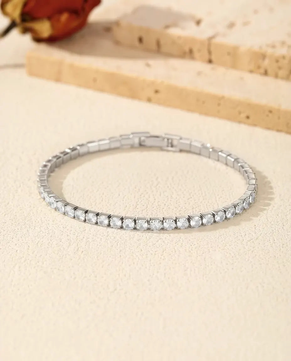 Tennisarmband van 925 Sterling Zilver met Zirkonia – Klassieke Armband met Ronde Stenen van 2, 3 of 4 mm, Armband om te Stapelen