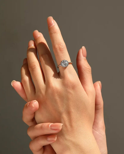 Achthoekige Halo Ring - zirkonia in trapslijpsel met pavé halo, 9,5 mm, maten 5 tot 9, 925 sterling zilver