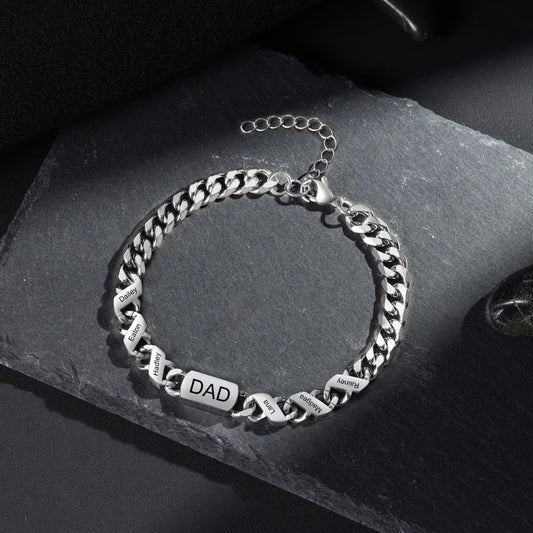 Gegraveerde Armband Heren – Roestvrij Staal met 1 tot 6 Namen of Datums
