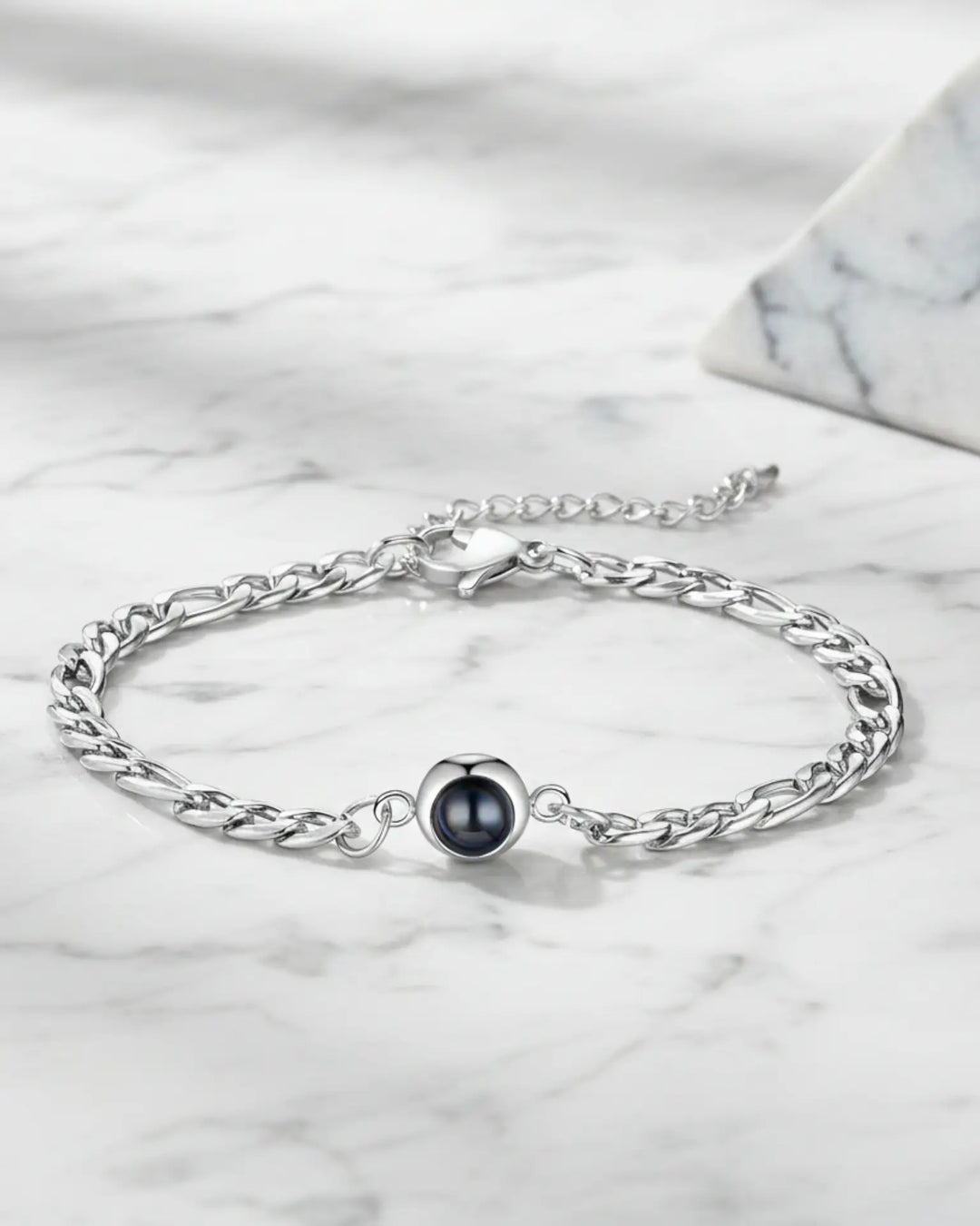 Herenarmband met Foto Erin – Gourmetschakel met Verborgen Projectiesteen