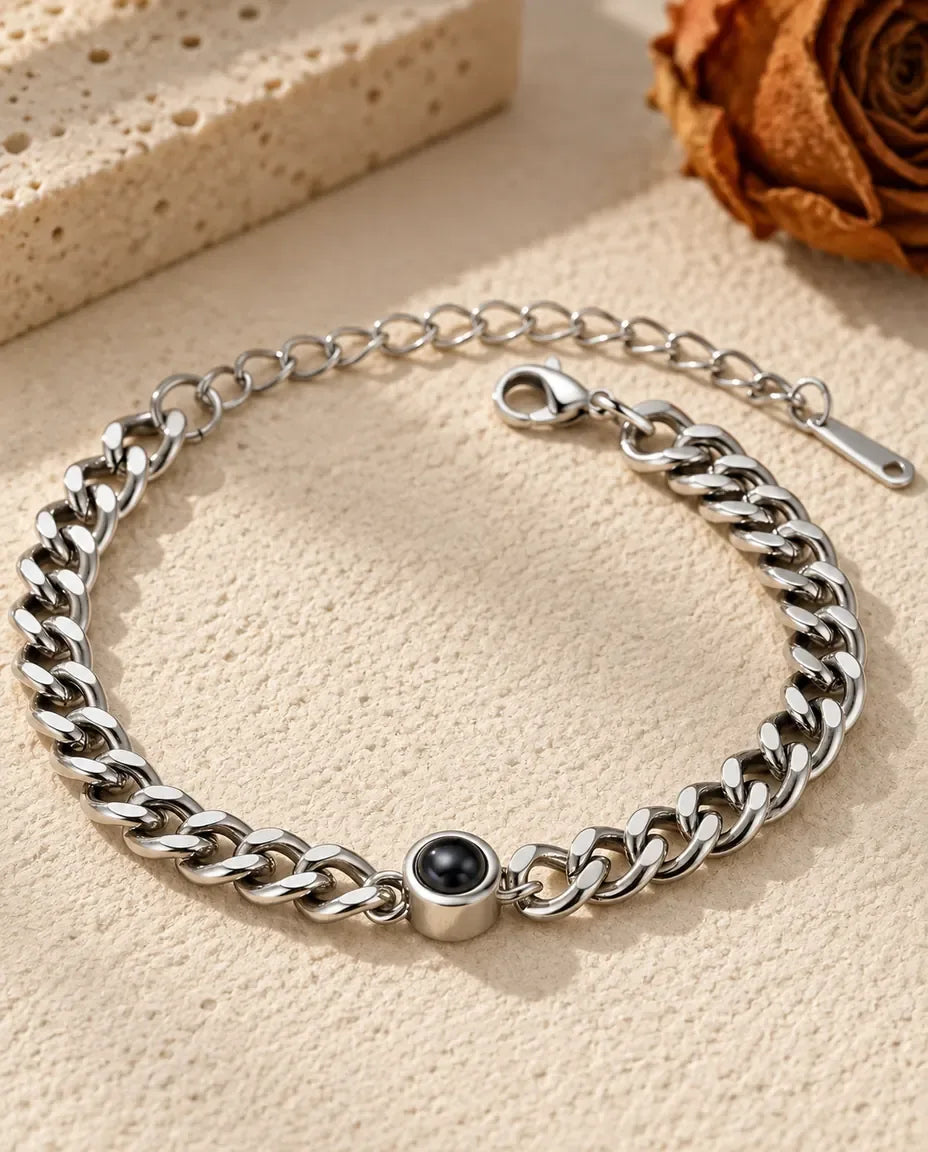 Herenarmband met Foto Erin - vooraanzicht in zilver