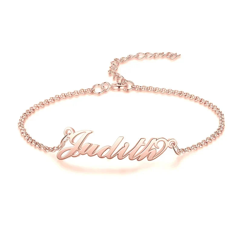 Armband met Naam – Gegraveerde Naamplaat op Brede Schakel van Koper, 23 cm