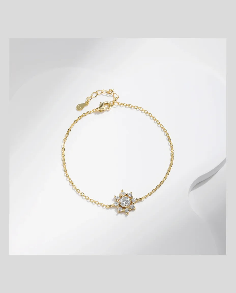 Armband met sneeuwvlok van moissaniet 0,5 ct – verguld 925 sterling zilver, fijne bedelketting