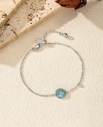 Armband met blauwe zirkonia - 8 mm schaakbordslijpsel aan jasseron met schuifsluiting, 925 sterling zilver