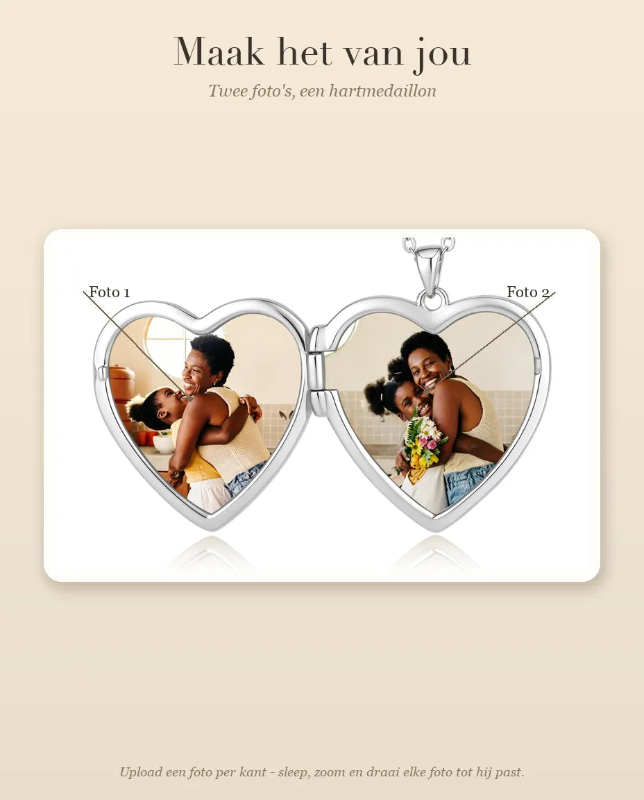 Hart medaillon met 2 foto's - personalisatiegids