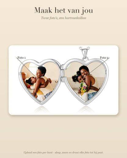 Hart medaillon met 2 foto's - personalisatiegids
