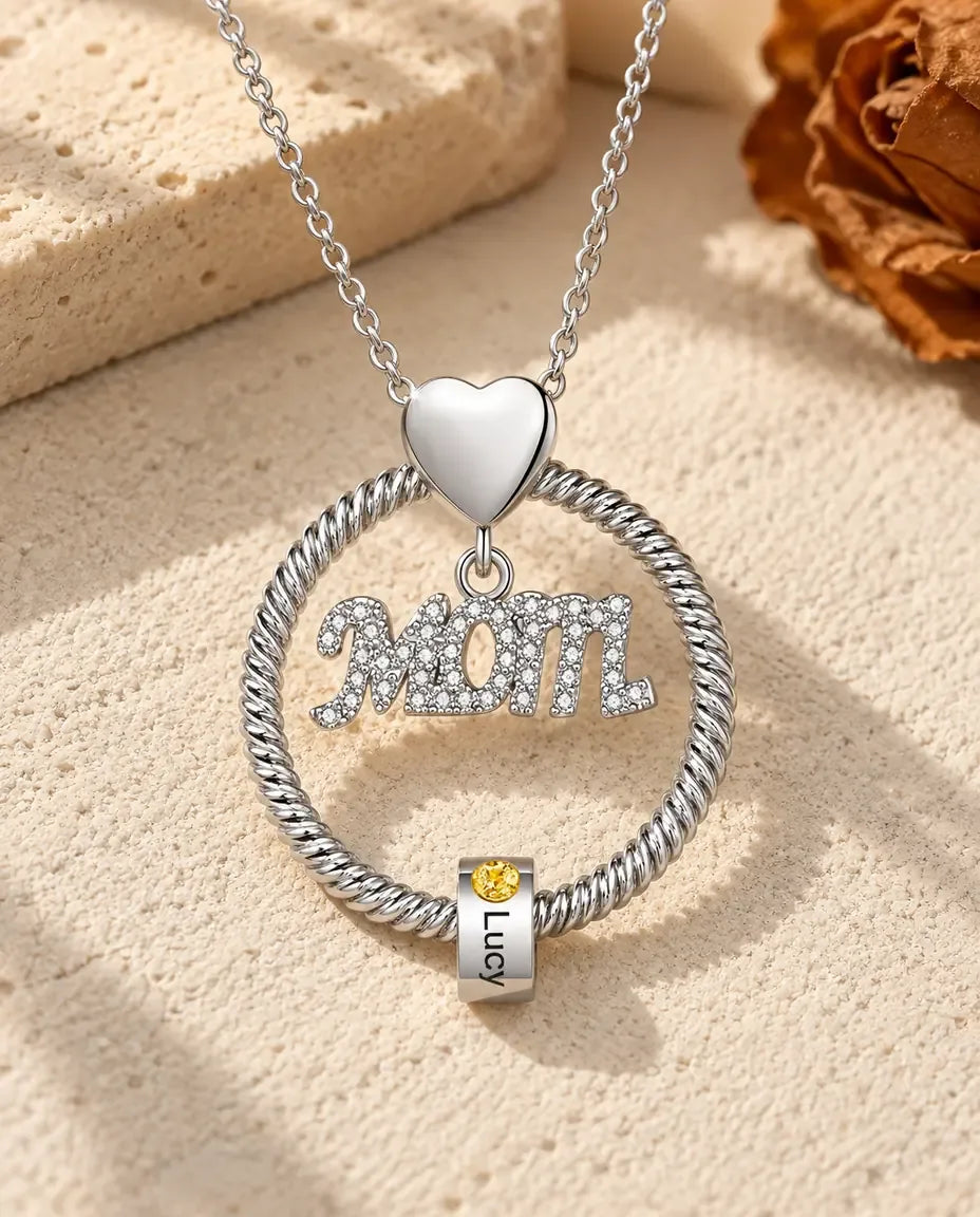 Gepersonaliseerde Ketting voor Mama - vooraanzicht in zilver