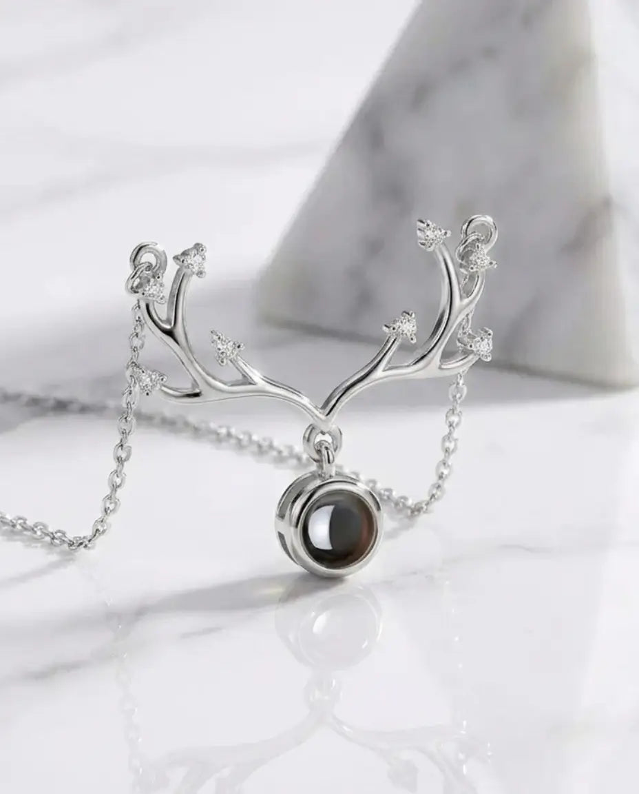 Ketting met Foto Erin – Geweihanger in 925 Sterling Zilver met Zirkonia