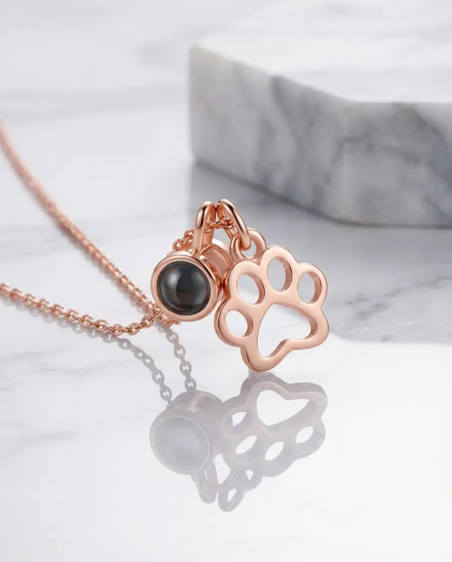 Ketting met Foto Erin – Pootafdruk Hanger voor Hond of Kat, Zilver, Goud of Roségoud
