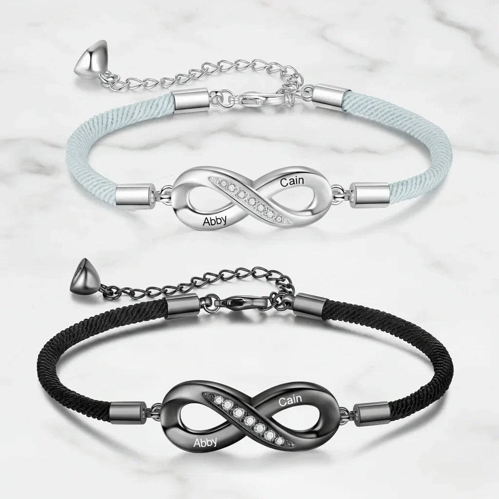 Koppel Armbanden met Infinity-symbool — Set van 2, Gegraveerd met Jullie Namen