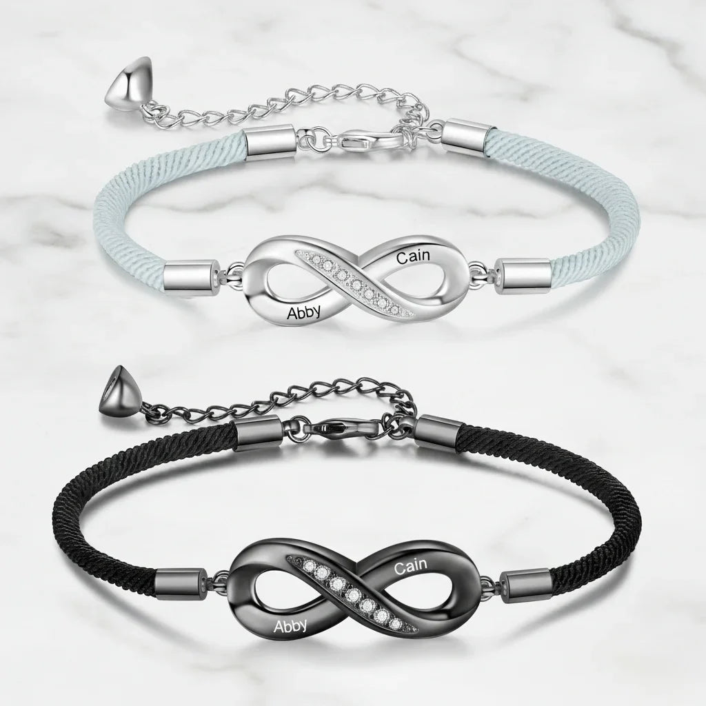 Koppel Armbanden met Infinity-symbool — Set van 2, Gegraveerd met Jullie Namen