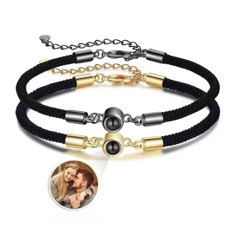 Koppel Armbanden met Foto Erin – Set van 2 met Nylon Koord in Goud en Zwart