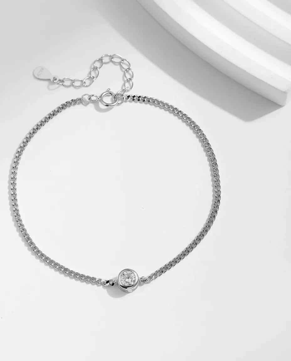 Armband met Moissaniet in Kastzetting – 0,25 ct in D-kleur op een fijne ketting van 925 sterling zilver