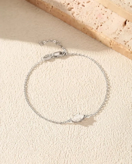 Moissanite Armband Marquise geslepen - 0,50 ct kleur D, 4 x 8 mm, fijne schakelketting van 16+3 cm, zilver 925