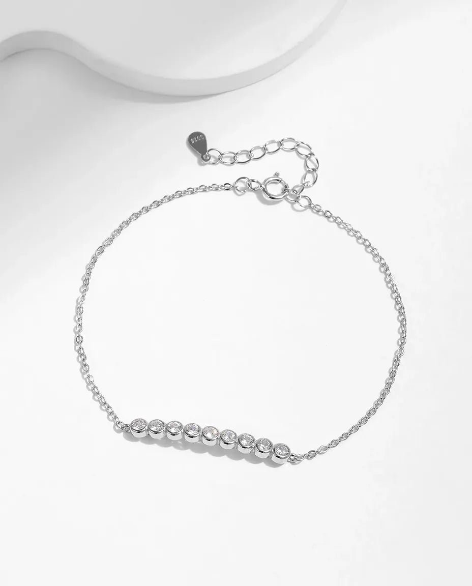 Armband met Negen Stenen van Moissaniet – kastzetting op 925 sterling zilver, verstelbaar 16 + 4 cm