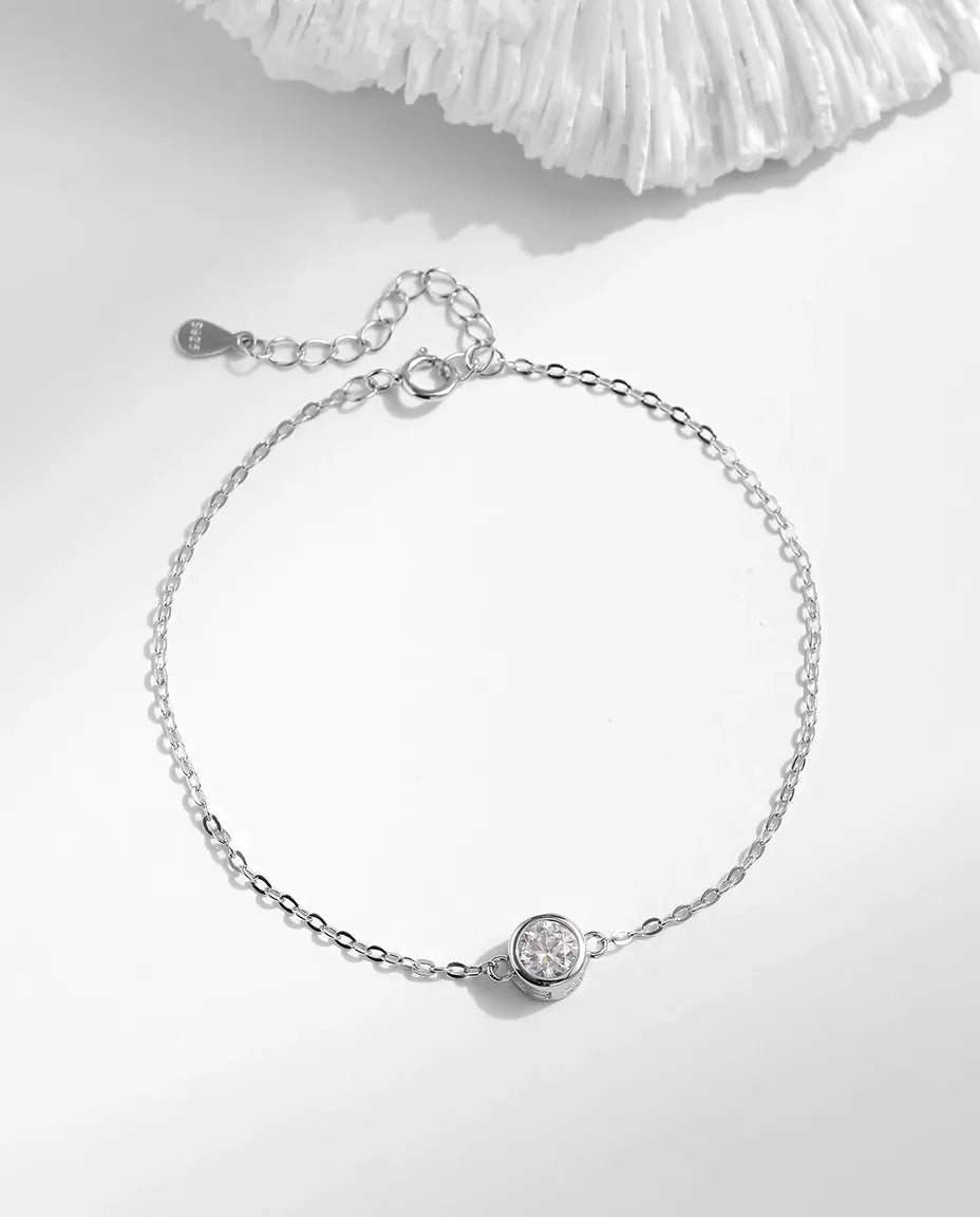 Armband met Solitair van Moissaniet – 0,5 ct in D-kleur, kastzetting op 925 sterling zilver