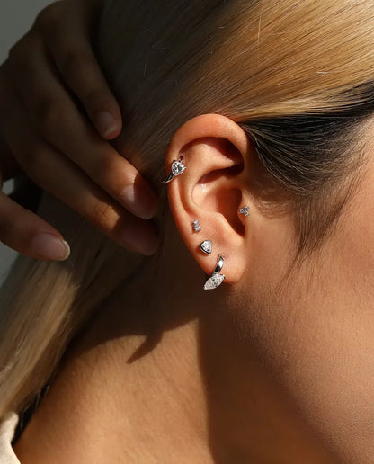 Moissanite Klapcreolen met Hart - 2 x 0,50 ct kleur D, creool van 12 mm, 925 sterling zilver, 2,30 g per paar