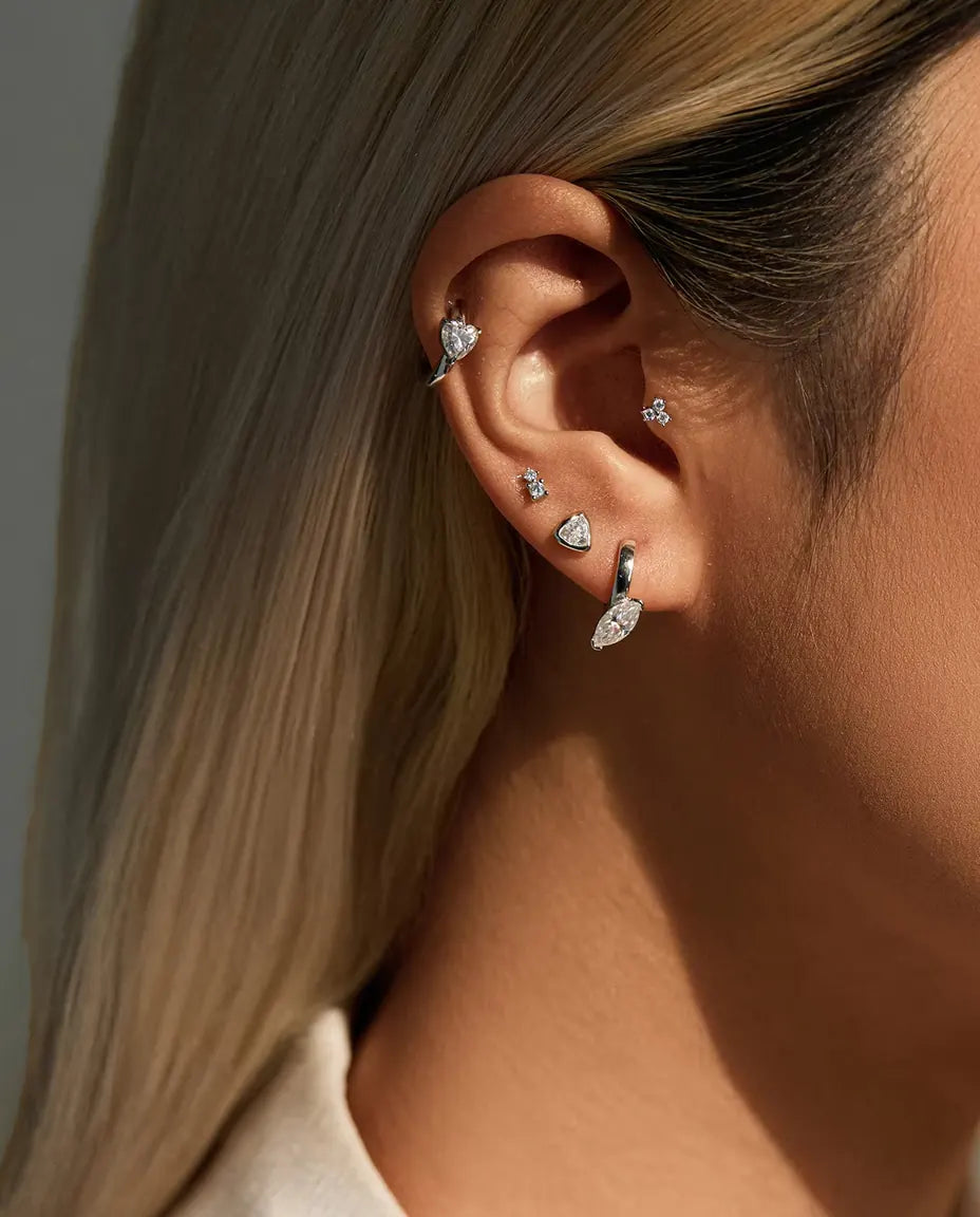 Moissanite Klapcreolen met Hart - 2 x 0,50 ct kleur D, creool van 12 mm, 925 sterling zilver, 2,30 g per paar