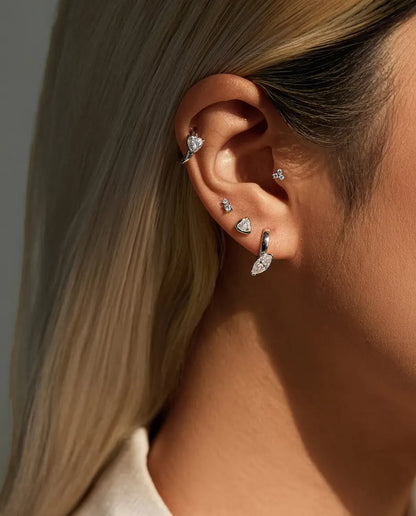 Moissanite Klapcreolen met Hart - 2 x 0,50 ct kleur D, creool van 12 mm, 925 sterling zilver, 2,30 g per paar