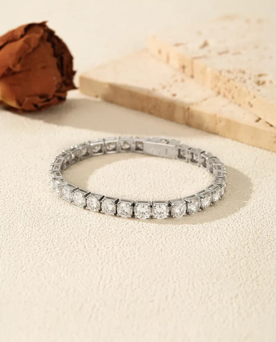 Tennisarmband met Moissaniet – doorlopende lijn van 2 mm stenen in D-kleur VVS1, fijne armband van 925 sterling zilver