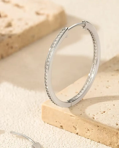 Moissanite Creolen 32 mm - 110 stenen aan de binnenzijde gezet, 0,88 ct kleur D, 925 sterling zilver