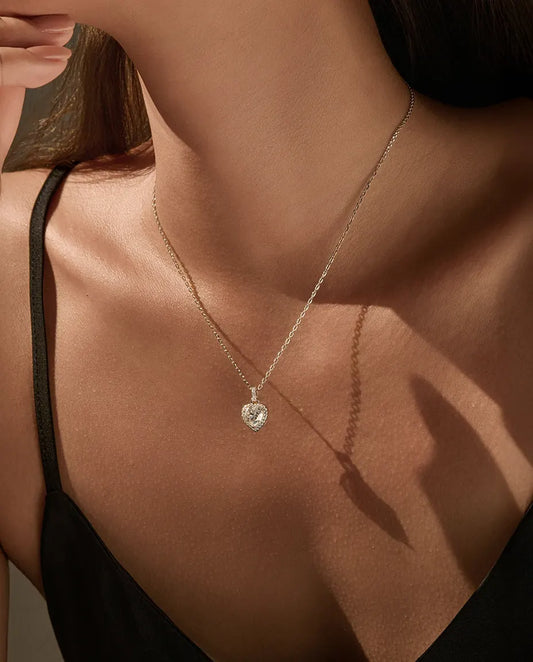 Moissanite Ketting Hart met Halo – hartslijpsel van 1 ct kleur D VVS1 in 925 sterling zilver, ketting 40+5 cm