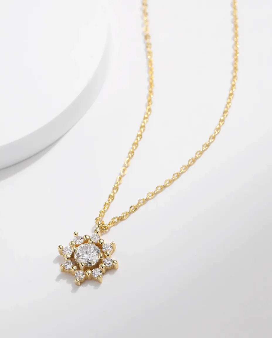 Moissanite Ketting Sneeuwvlok – hanger van 0,5 ct kleur D VVS1 in 18 karaats verguld 925 sterling zilver, ketting 40+5 cm