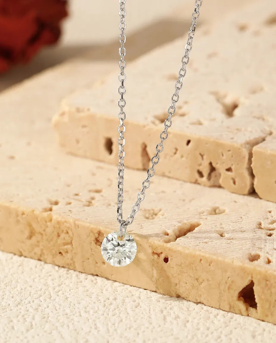 Moissanite Ketting Solitair – hanger van 0,5 ct in D-kleur VVS1 op 925 sterling zilver, fijn cadeau voor haar