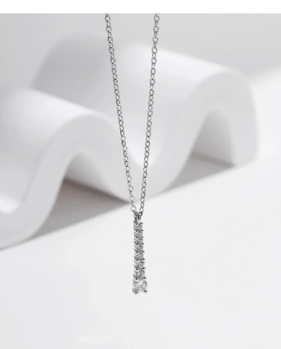 Moissanite Ketting Y-model – oplopende stenen kleur D VVS1 in 925 sterling zilver, ketting 40+5 cm
