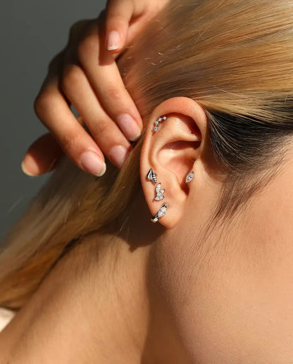 Moissanite Klapoorringen Marquise - per oorbel een steen van 0,30 ct 3 x 6 mm, ring van 11,5 mm, 925 sterling zilver