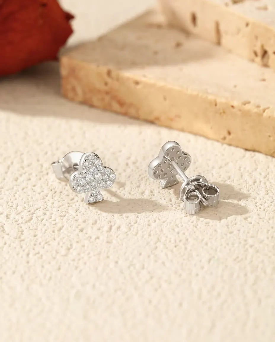 Moissanite Oorknopjes in 925 Sterling Zilver – Kies Hart, Klaveren, Ruiten of Ster, Kleine Pavé Oorknopjes die Fonkelen, Cadeau voor Haar