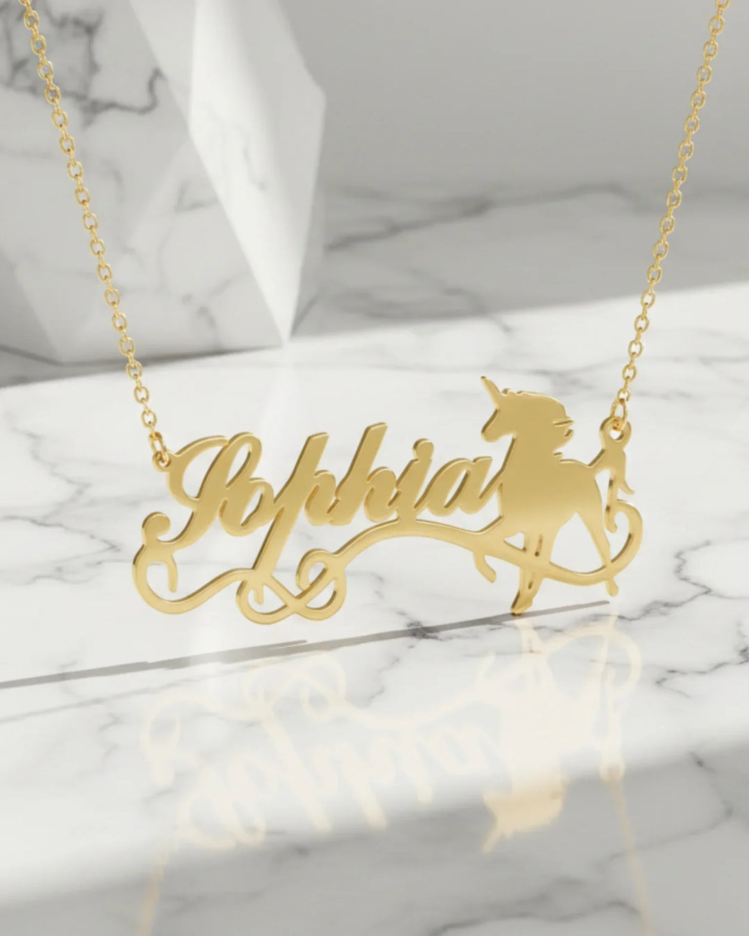 Naamketting met Eenhoorn – 925 Sterling Zilver in Zilver, Goud of Roségoud