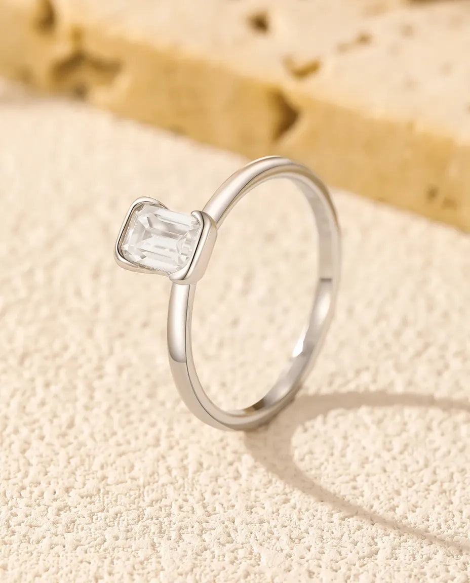 Moissanite Ring – Trapgeslepen Solitair van 0,8 ct, D-kleur VVS in 925 Sterling Zilver
