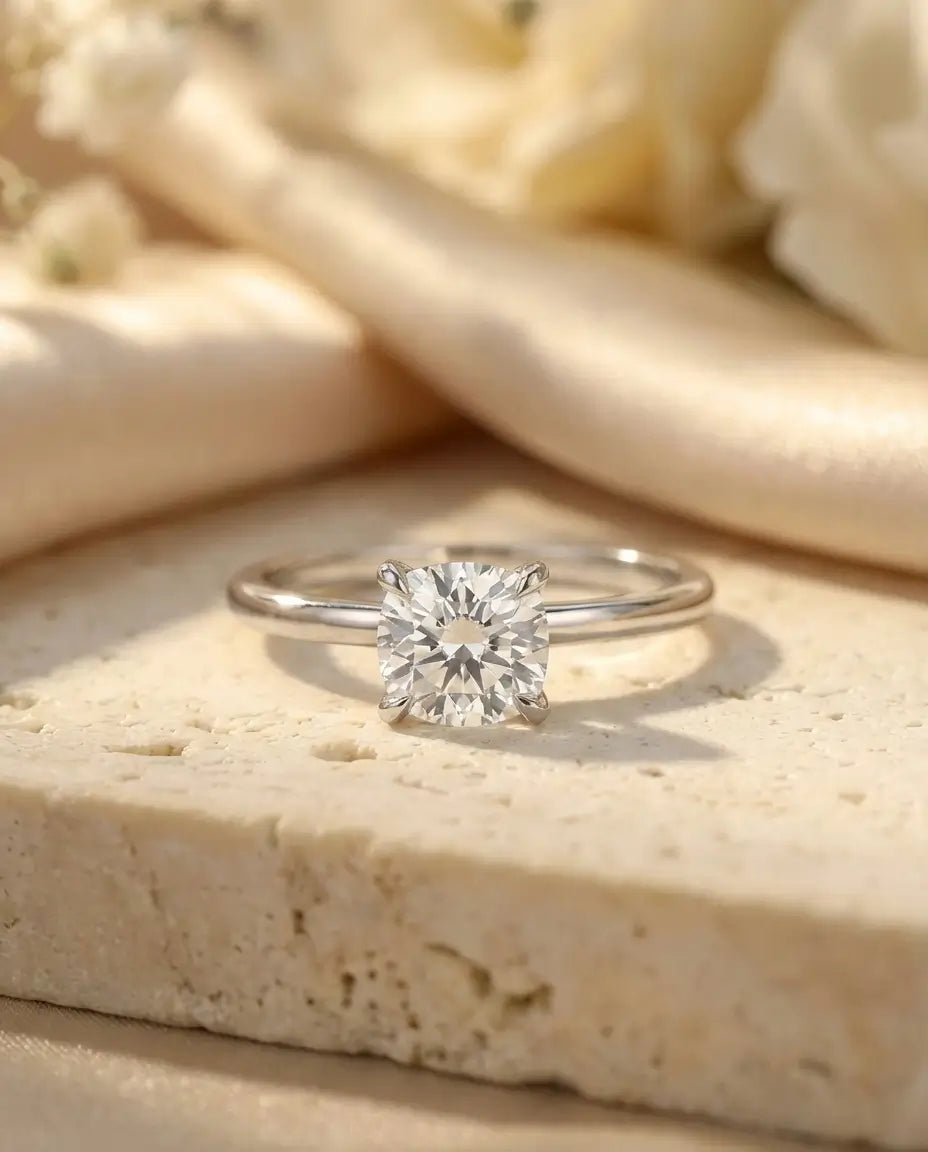 Moissanite Ring – Vierkant Kussengeslepen Solitair van 1 ct in Vierklauwzetting, 925 Sterling Zilver