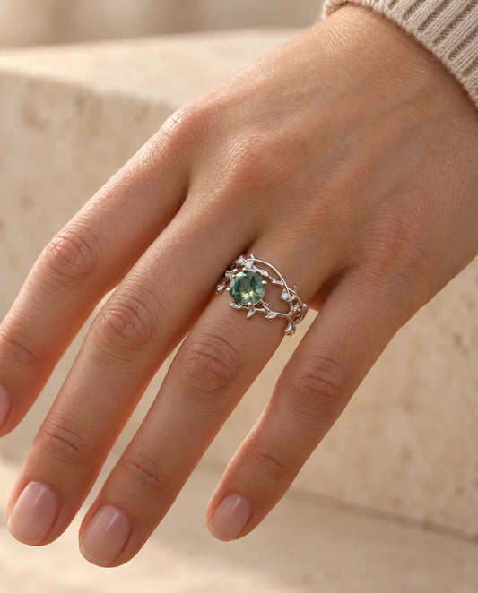 Mosagaat Ring Set - gedragen aan de hand