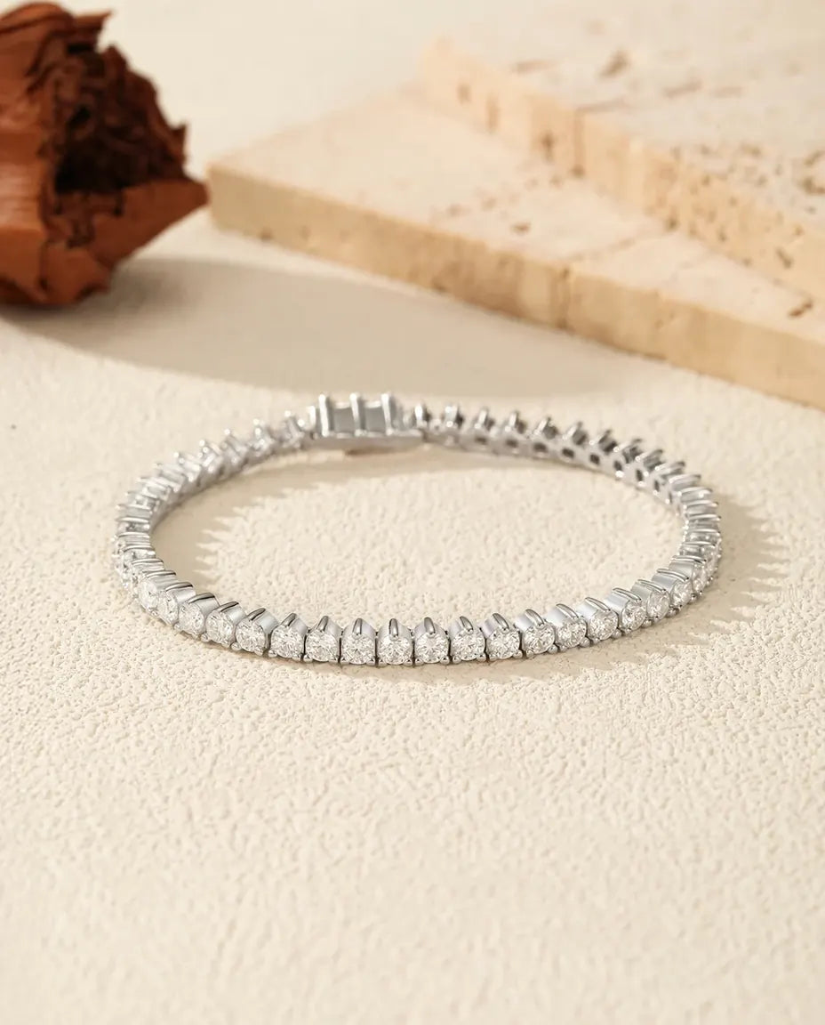 Tennisarmband met moissaniet van 3 mm – 925 sterling zilver, doorlopende rij stenen kleur D VVS1